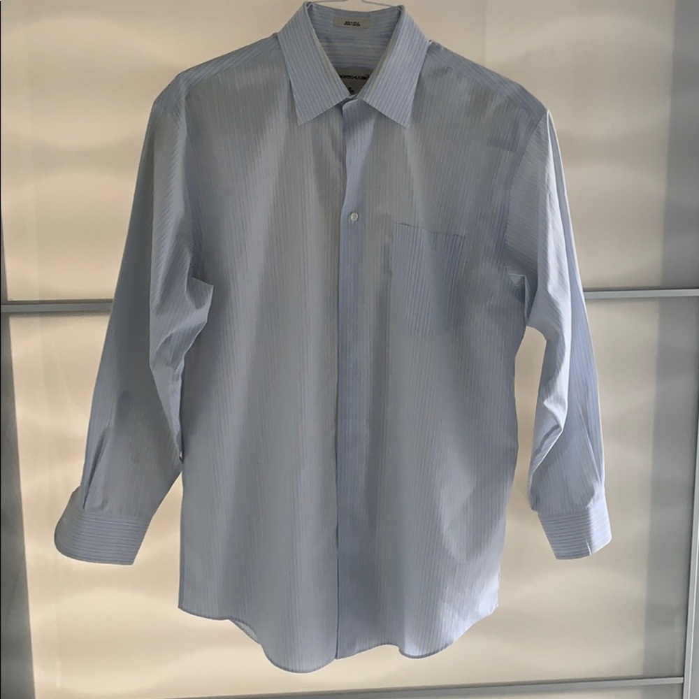 Blue and yellow striped shirt